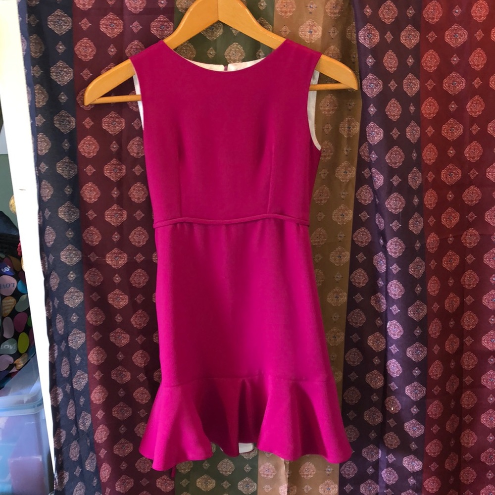 Nordstrom Fuchsia/Pink Sleeveless Fit-and-Flare Dress with Ruffle Hem